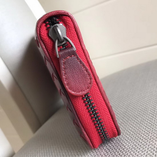 Bottega Veneta Zip Around Wallet in Red Nappa Lambskin