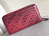 Bottega Veneta Zip Around Wallet in Red Nappa Lambskin