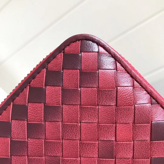 Bottega Veneta Zip Around Wallet in Red Nappa Lambskin