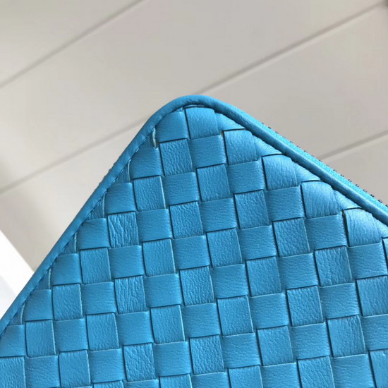 Bottega Veneta Zip Around Wallet in Sky Blue Lambskin