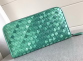 Bottega Veneta Zip Around Wallet in Turquoise Nappa Lambskin