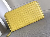 Bottega Veneta Zip Around Wallet in Yellow Lambskin