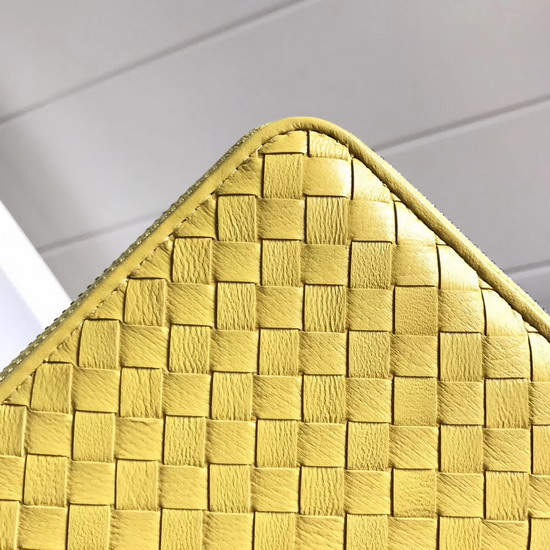 Bottega Veneta Zip Around Wallet in Yellow Lambskin