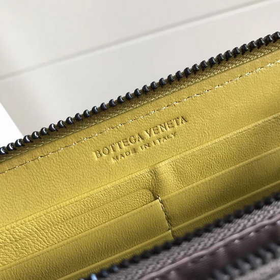 Bottega Veneta Zip Around Wallet in Yellow Lambskin