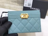 Boy Chanel Card Holder Light Blue Lambskin A84431