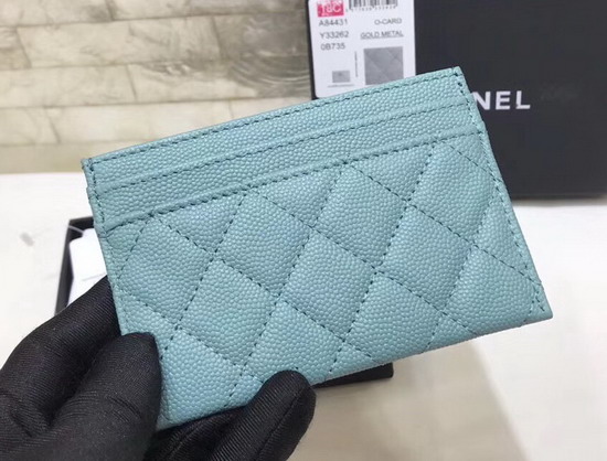 Boy Chanel Card Holder Light Blue Lambskin A84431