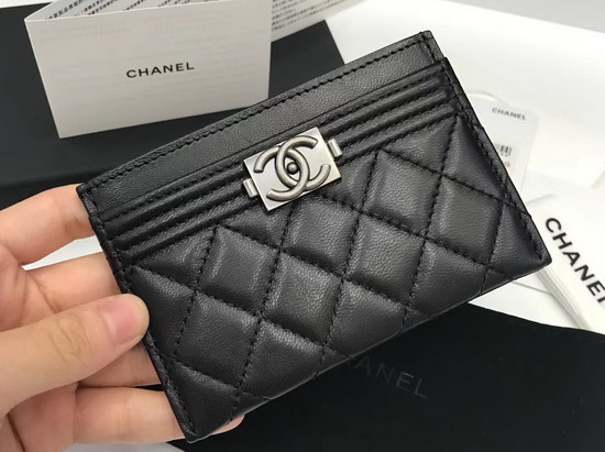 Boy Chanel Card Holder in Black Caviar Leather