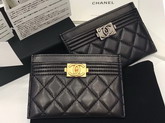 Boy Chanel Card Holder in Black Caviar Leather