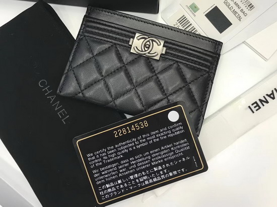 Boy Chanel Card Holder in Black Caviar Leather