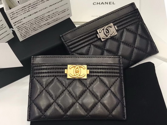 Boy Chanel Card Holder in Black Caviar Leather