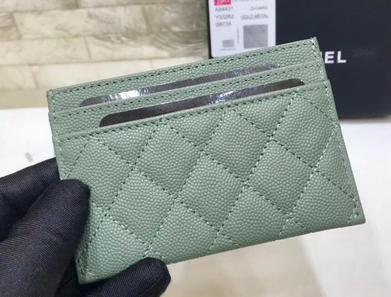 Boy Chanel Card Holder in Green Grained Calfskin A84431