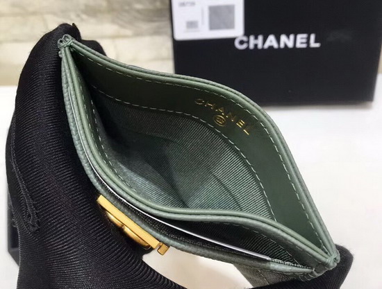 Boy Chanel Card Holder in Green Grained Calfskin A84431