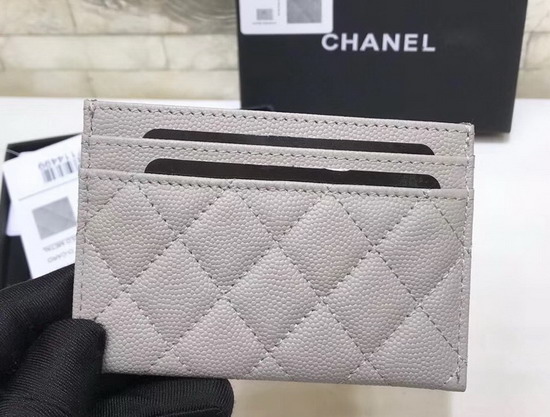 Boy Chanel Card Holder in Grey Grained Calfskin A84431