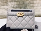 Boy Chanel Card Holder in Grey Lambskin A84431