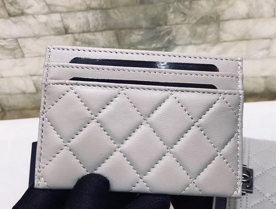 Boy Chanel Card Holder in Grey Lambskin A84431