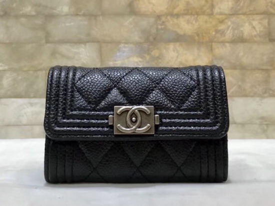 Boy Chanel Coin Purse Black Caviar Leather