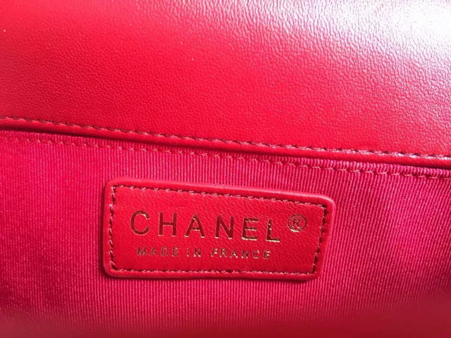 Boy Chanel Flap Bag Red Lambskin Brass Chain for Sale