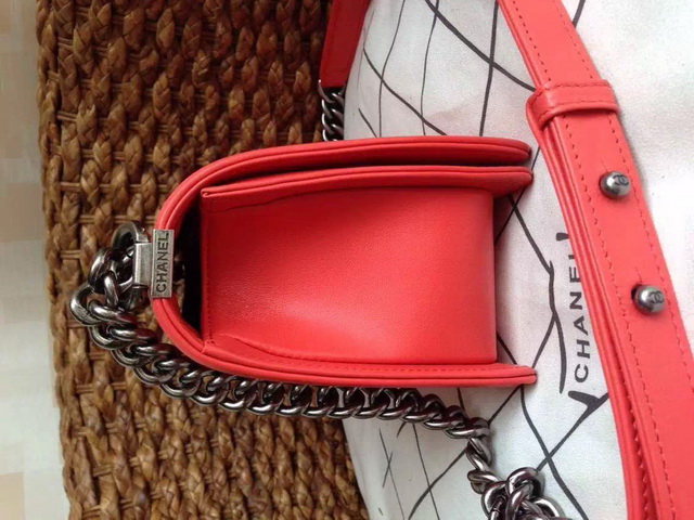 Boy Chanel Flap Bag Red Lambskin Silver Chain for Sale