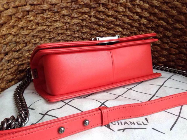 Boy Chanel Flap Bag Red Lambskin Silver Chain for Sale