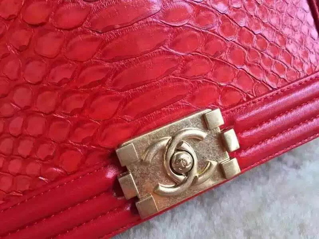 Boy Chanel Flap Bag Red Python for Sale