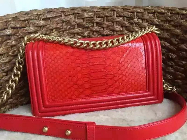 Boy Chanel Flap Bag Red Python for Sale