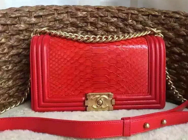 Boy Chanel Flap Bag Red Python for Sale