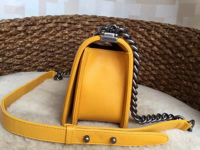 Boy Chanel Flap Bag Yellow Lambskin Silver Chain for Sale