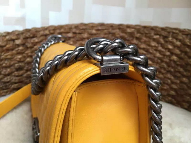 Boy Chanel Flap Bag Yellow Lambskin Silver Chain for Sale