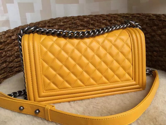 Boy Chanel Flap Bag Yellow Lambskin Silver Chain for Sale