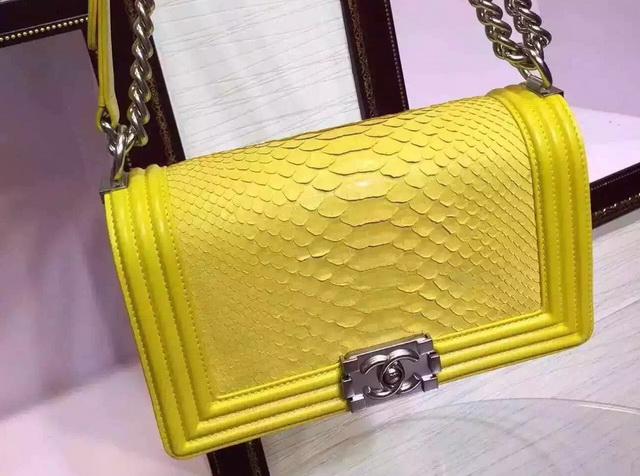 Boy Chanel Flap Bag Yellow Python for Sale