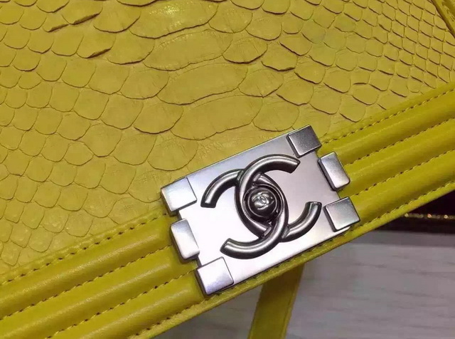 Boy Chanel Flap Bag Yellow Python for Sale