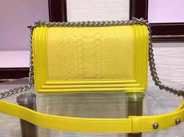 Boy Chanel Flap Bag Yellow Python for Sale