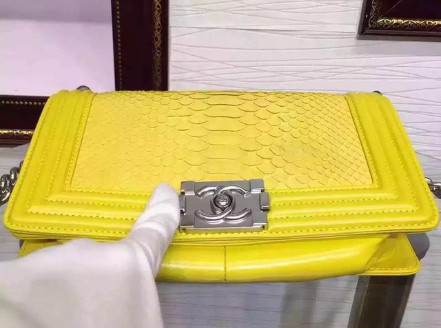 Boy Chanel Flap Bag Yellow Python for Sale