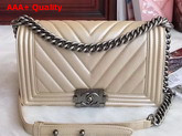 Boy Chanel Handbag Chevron Caviar Calfskin Pearl Beige Replica