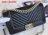 Boy Chanel Handbag Crackle Calfskin Black Calfskin Replica