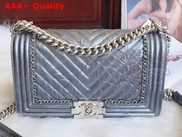 Boy Chanel Handbag Crackle Calfskin Light Blue Calfskin Replica