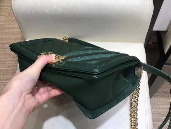 Boy Chanel Handbag Green Calfskin and Gold Tone Metal A67086