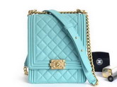 Boy Chanel Handbag Light Blue Caviar Leather