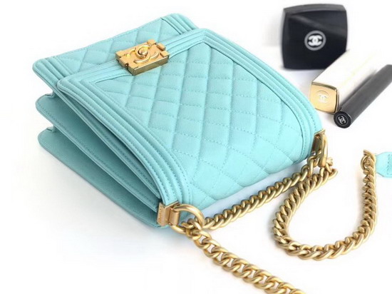 Boy Chanel Handbag Light Blue Caviar Leather