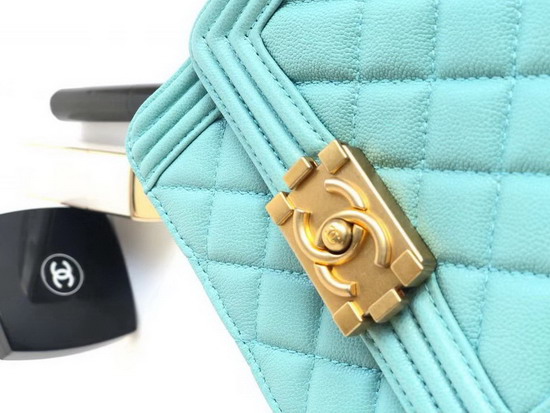 Boy Chanel Handbag Light Blue Caviar Leather