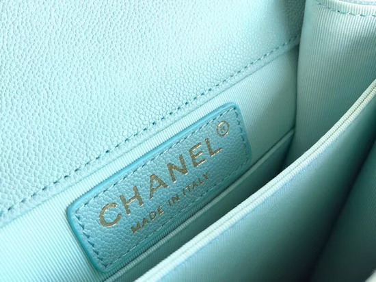 Boy Chanel Handbag Light Blue Caviar Leather