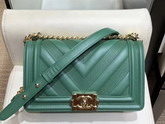 Boy Chanel Handbag Light Green Calfskin and Gold Tone Metal A67086