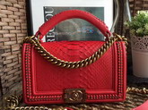 Boy Chanel Handbag Red Python For Sale