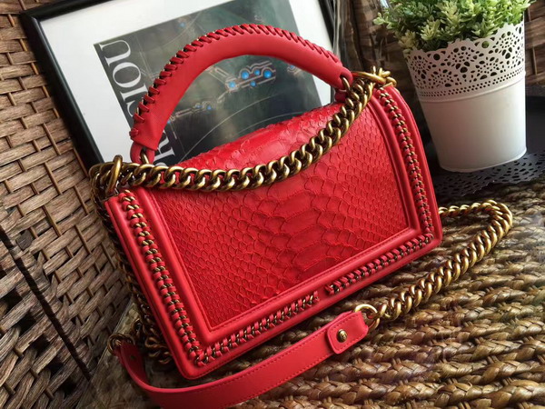 Boy Chanel Handbag Red Python For Sale