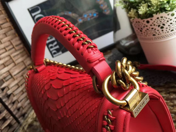 Boy Chanel Handbag Red Python For Sale