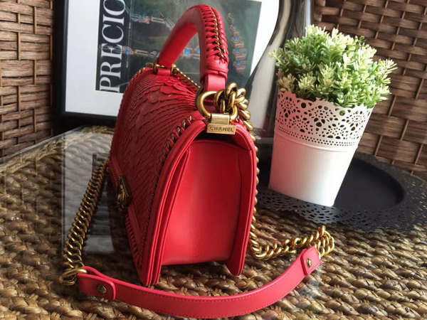 Boy Chanel Handbag Red Python For Sale