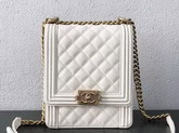 Boy Chanel Handbag White Grained Calfskin AS0130