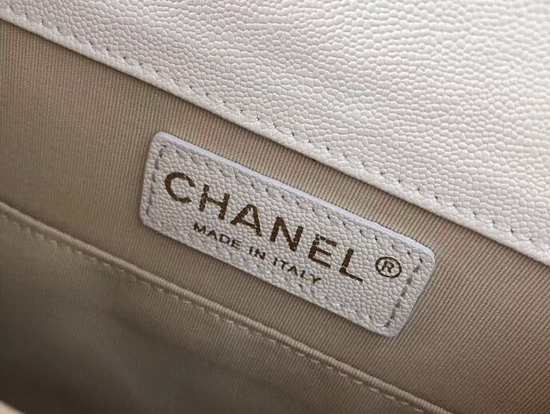 Boy Chanel Handbag White Grained Calfskin AS0130