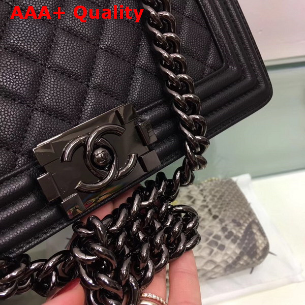 Boy Chanel Handbag in Black Caviar Calfskin with Black Hardware Replica