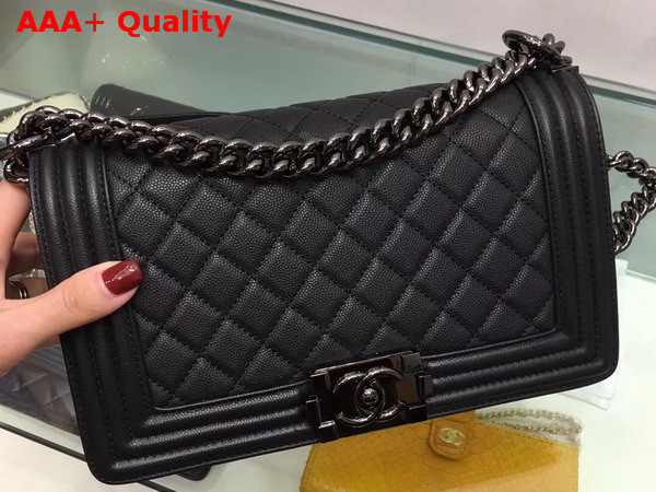 Boy Chanel Handbag in Black Caviar Calfskin with Black Hardware Replica